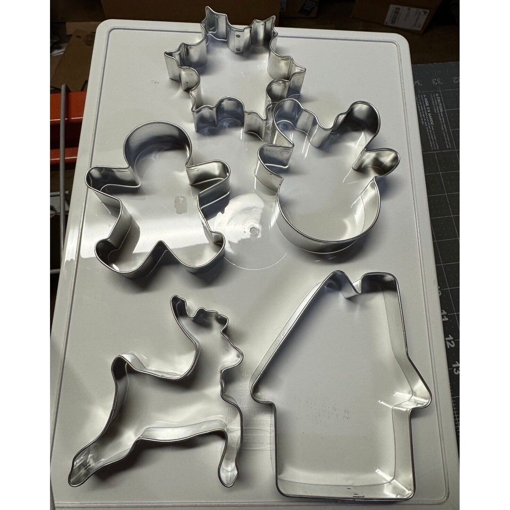 Christmas Cookie Cutter Set - 5 Piece Holiday Cookies Molds Stainless Steel NEW